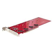 StarTech.com Quad M.2 PCIe Adapter Card, x16 Quad NVMe or AHCI M.2 SSD to PCI Express 4.0, Up to 7.8GBps/Drive, For 2242/2260/2280/22110mm PCIe M-Key M2 SSDs, Bifurcation Required - PC/Linux Compatible (QUAD-M2-PCIE-CARD-B)