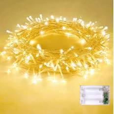 Varmvita ljusslingor, batteridrivna ljusslingor, 393,7 tum, 100 glänsande LED-ljusremsor, varm atmosfär inomhus utomhus, flimrande stjärnljus, lämplig - Gulaktig vit (1st 10 meter 100 lampor,1st 1,5m 10 lampor,1 st 5 meter 50 lampor)