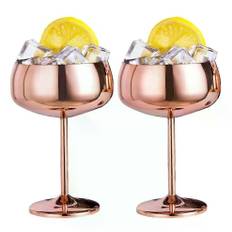 Kobber Coupe Champagneglas Sæt med 2 Rustfrit Stål Vintage Martini Cocktail Glas Vinbæger