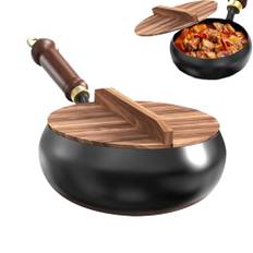 Non Stick Pots, Nonstick Kitchen Iron Induction Pot with Flat Bottom, Frying Pan with Lid and, Chinese Wok Cooking Tools, Durable Cookware Set for Home Restaurant Supplies