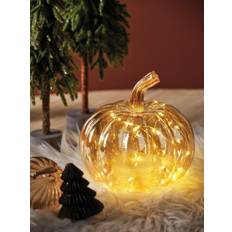 Lumineo Lumineo Orange Halloween Glass LED Light Up Pumpkin