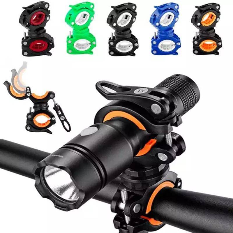 360 graders rotation Cykelklämma Fäste för ficklampa Hållare Cykel Cykel LED-ljus Ficklampa Fackla Fäste Hållare Cykeltillbehör svart