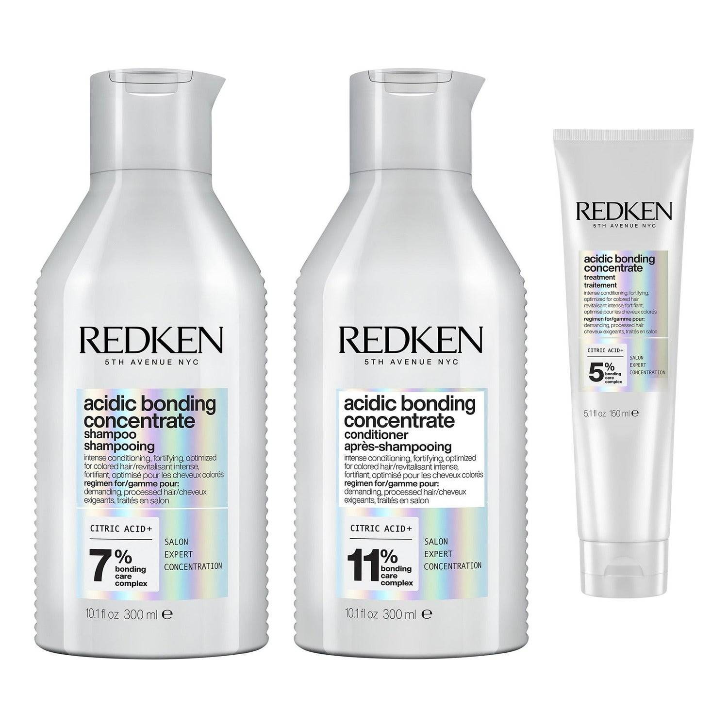 Redken Acidic Bonding Concentrate Trio Shampoo 300 ml + Conditioner 300 ml + Leave-In Treatment 150 ml - 750 ml