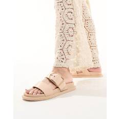 ASOS DESIGN - Frozen - Beige sliders med dobbelte remme-Hvid