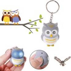 Rolig led light 3d cartoon uggla nyckelring ljud hooting nyckelring nyckel kid leksaker