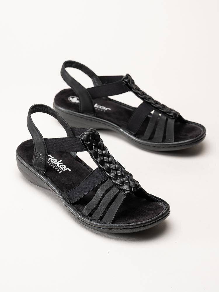 Rieker - Svarta sandaler med fläta storlek 41 (41)
