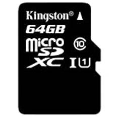 Kingston SDC10G2/64 GB microSD klass 10 upp till 45 MB/s minneskort (med SD-adapter)