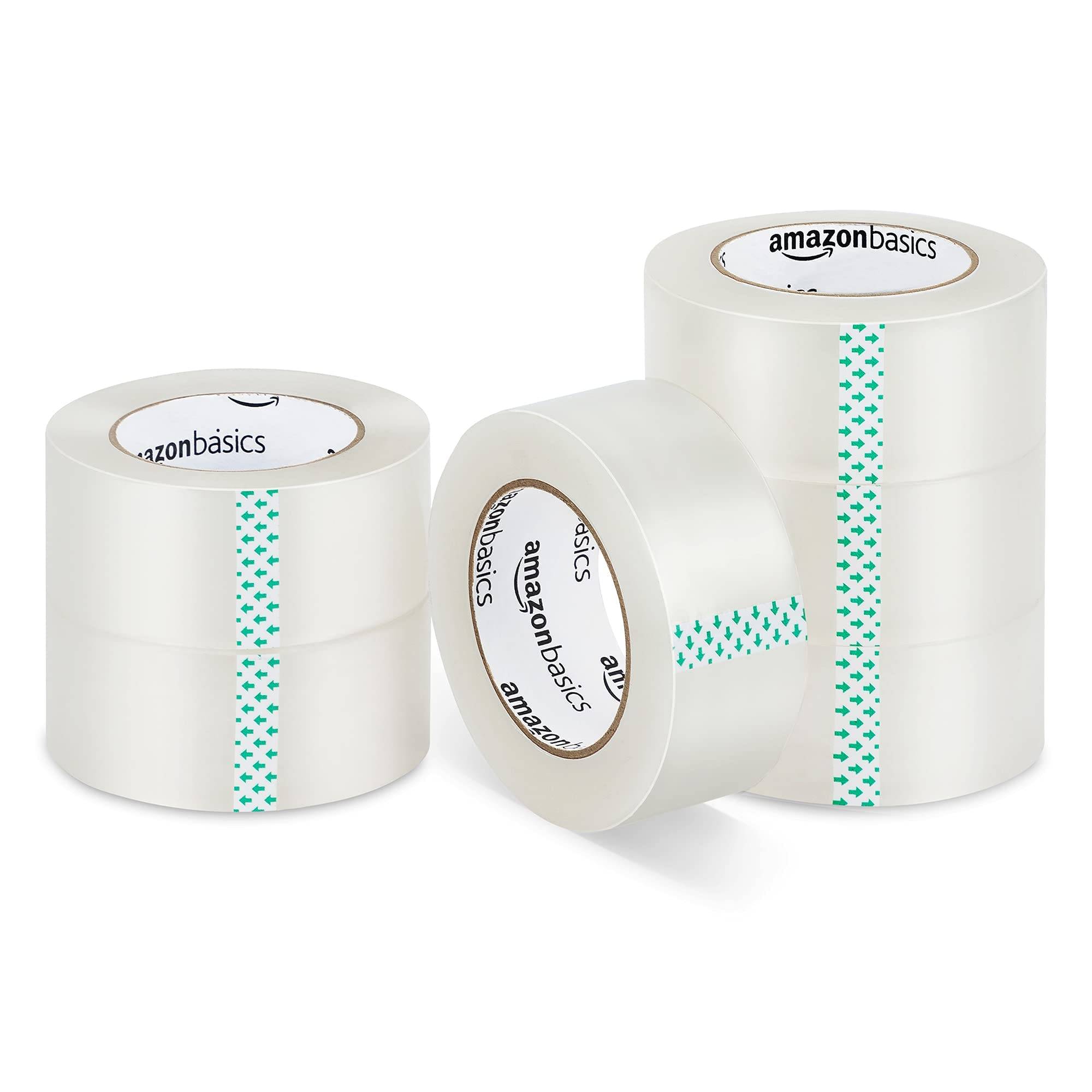Amazon Basic Förpackning OPP 48 mm Bred x 100 m Rulle Klar Tejp, Lång, Dubbel Längd, 6,