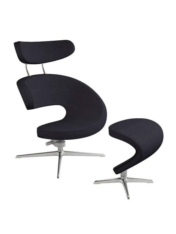 Peel™ Lænestol, venstre fra Variér Black HAL190 / Inklusiv skammel - Jacobsen Plus