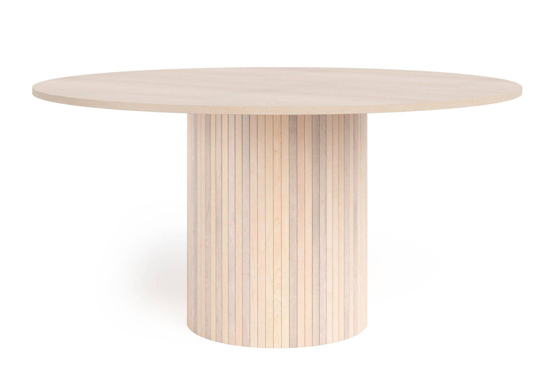 Bark Kopparbo Runt Matbord 150 cm - Vitlaserad Ek / Trä Ribbad & köksbord Vit