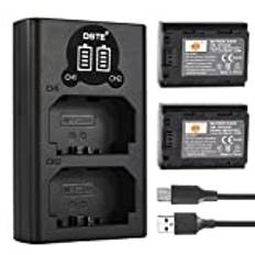 DSTE NP-FZ100 uppladdningsbart batteri (2 st) och dubbel USB smart LED-laddare kompatibel med Sony Alpha 9 A9 A9S Alpha 9R A9R A7II A7RIII ILCE-7RM3