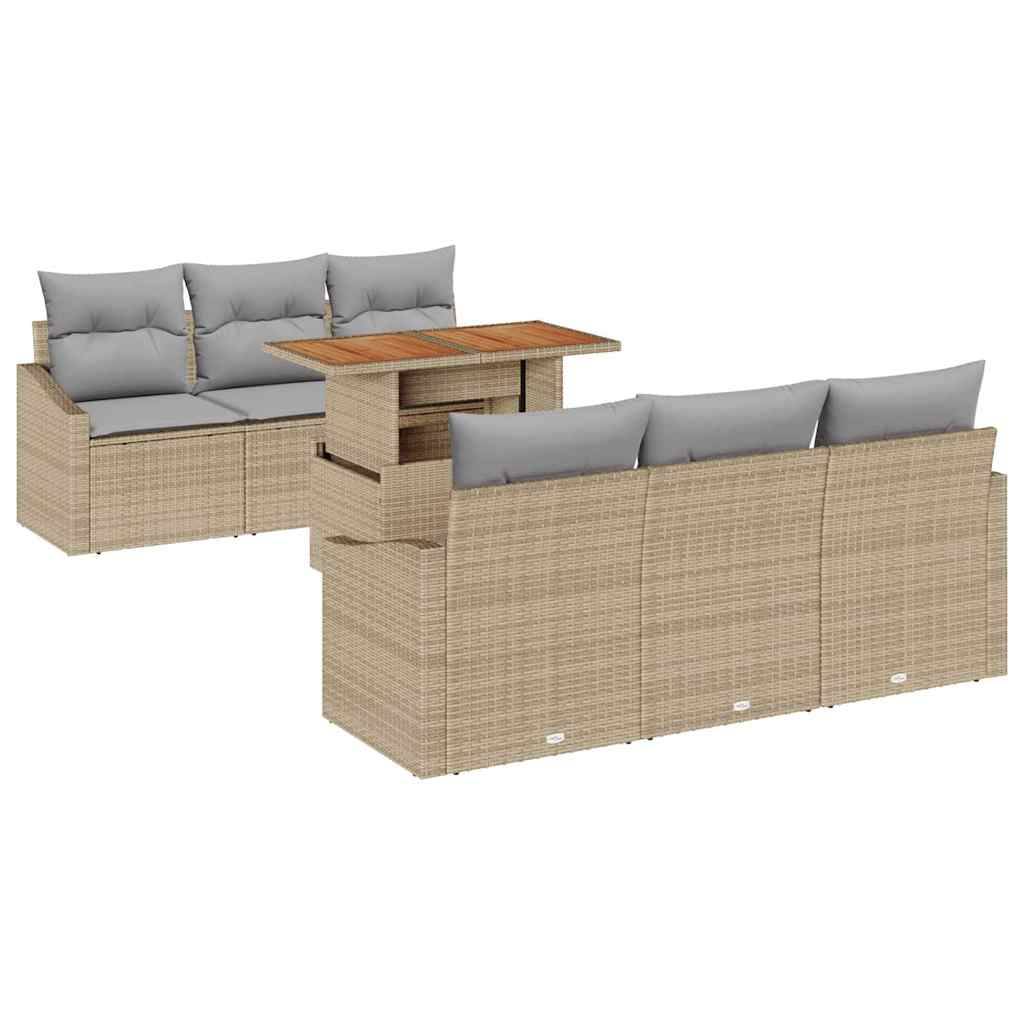 Havesofa Sæt med pude med pude 7 pcs Beige og grå