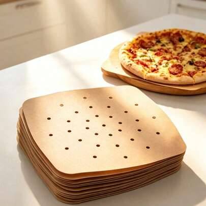 300 st kvadratiska perforerade bakplåtspapper för airfryer, naturligt non-stick värmebeständigt pergamentpapper, bakmattor för ugnsbakning, friterad k - Multifärgad (Multi-size)