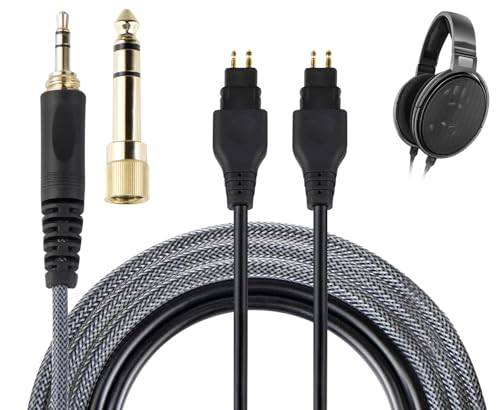 SOULWIT Hörlurar Ersättning Skabel för Sennheiser HD660S/HD660S2/HD650/HD600/HD580/HD58X/HD565/HD545/HD535/HD525/HD265, Förlängningssladd (6N OCC-koppar) med 3,5 mm-kontakt och 6,35 mm-adapter –Flätad