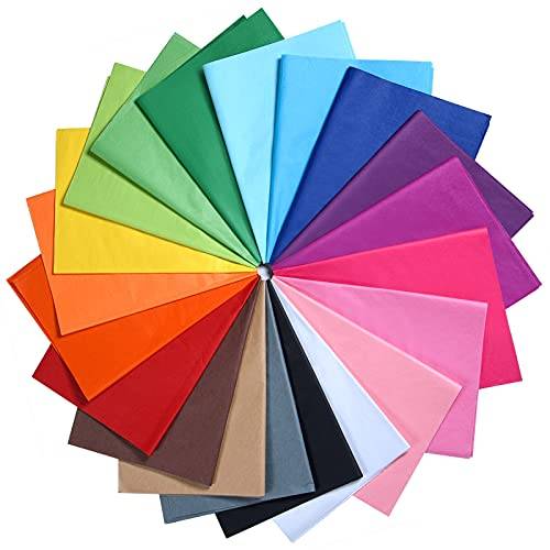 MIAHART 100 ark flerfärgat silkespapper i bulk, 35 x 50 cm, presentförpackning, silkespapper, 20 sorterade färgglada silkespapper för hantverk, födelsedagsfest, dekorativ presentförpackning