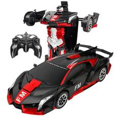 2i1 Fjernbetjent Robotbil Sort og Rød, 1:18 Transformer Legetøj