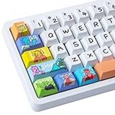 Wunzkii PBT-tangenter 134 tangenter färgsublimering anpassade tangenter körsbärsprofil anime-tangenter med 6,25u 7u mellanslag för Cherry Gateron MX-brytare mekaniskt tangentbord (fint)
