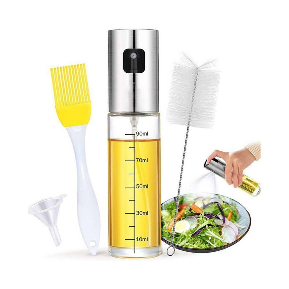 Kokkens bedste ven: Bærbar oliespray til madlavning og bagning, 90 ml sprayflaske i rustfrit stål og glas, alsidig til alle køkkener, nem