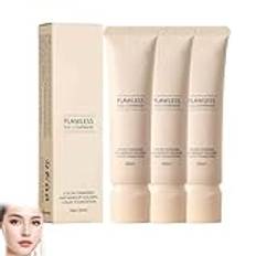 Colour Changing Mature Skin Foundation, Emulsified Liquid Foundation, Ultra High Concealer Liquid Foundation, Waterproof,Moisturizing, Light And Long Lasting Liquid Foundation (A, 3 Pcs)