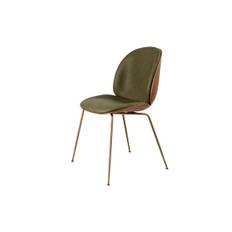 Beetle Dining Chair Front Upholstered, Soft Army Leather/antique brass