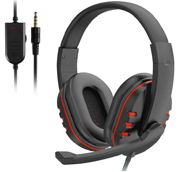 Headset Earphones Music For PS4 Play Station 4 Game PC Chat computer With Microphone - Red