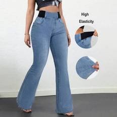 Damjeans Casual Skinny Stretchiga Utsvängda Byxor Blå Skinny Jeans Hög Midja Utsvängda Byxor Tall Damjeans Sommar - Ljustvätt - Tall XS,Tall S,Tall M,Tall L,Tall XL