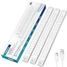 Forepin LED-skåplampa med rörelsesensor 88 lysdioder, 2 000 mAh USB-C självhäftande LED-ljus uppladdningsbar 30 cm dimbar självhäftande LED-lampa för kök, trappa, garage, hall, nödsituationer - 3