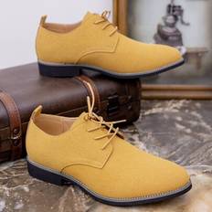 Mens Derby Dress Shoes, Vintage Style, Party, Fashion, Luxury, Western Style, Mens Dance Shoes, Party Shoes Solid Color Casual Western Style Faux Leat - Khaki - CN39,CN40,CN41,CN42,CN43,CN44,CN45,CN46,CN47,CN48
