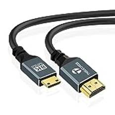 Thsucords Ultratunn 8K 4K Mini HDMI till HDMI Kabel 5M, Flexibel mjuk och smal hög hastighet 48Gbps 4K@120Hz Mini HDMI 2.1 sladd kompatibel med Kamera, Videokamera, Surfplatta och