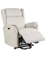 Electric Recliner Chair ARES with Footrest Fabric Light Beige