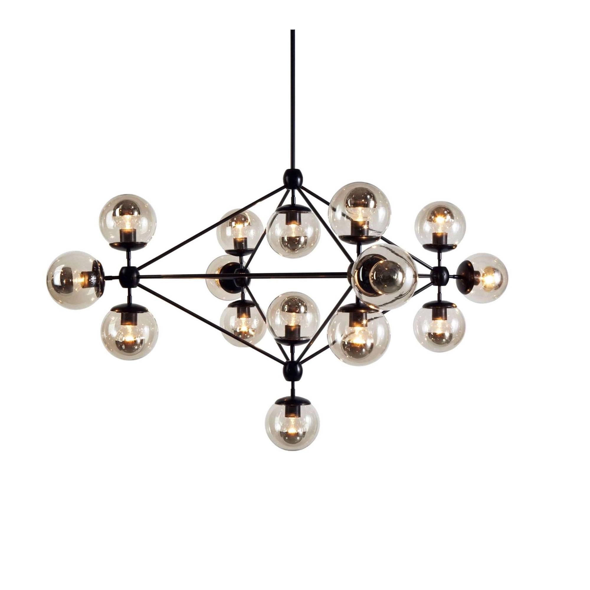 Roll & Hill - Modo Chandelier 15 Globes Klarglas, Nickel - Lysekroner - Jason Miller - Sølv,Gennemsigtig