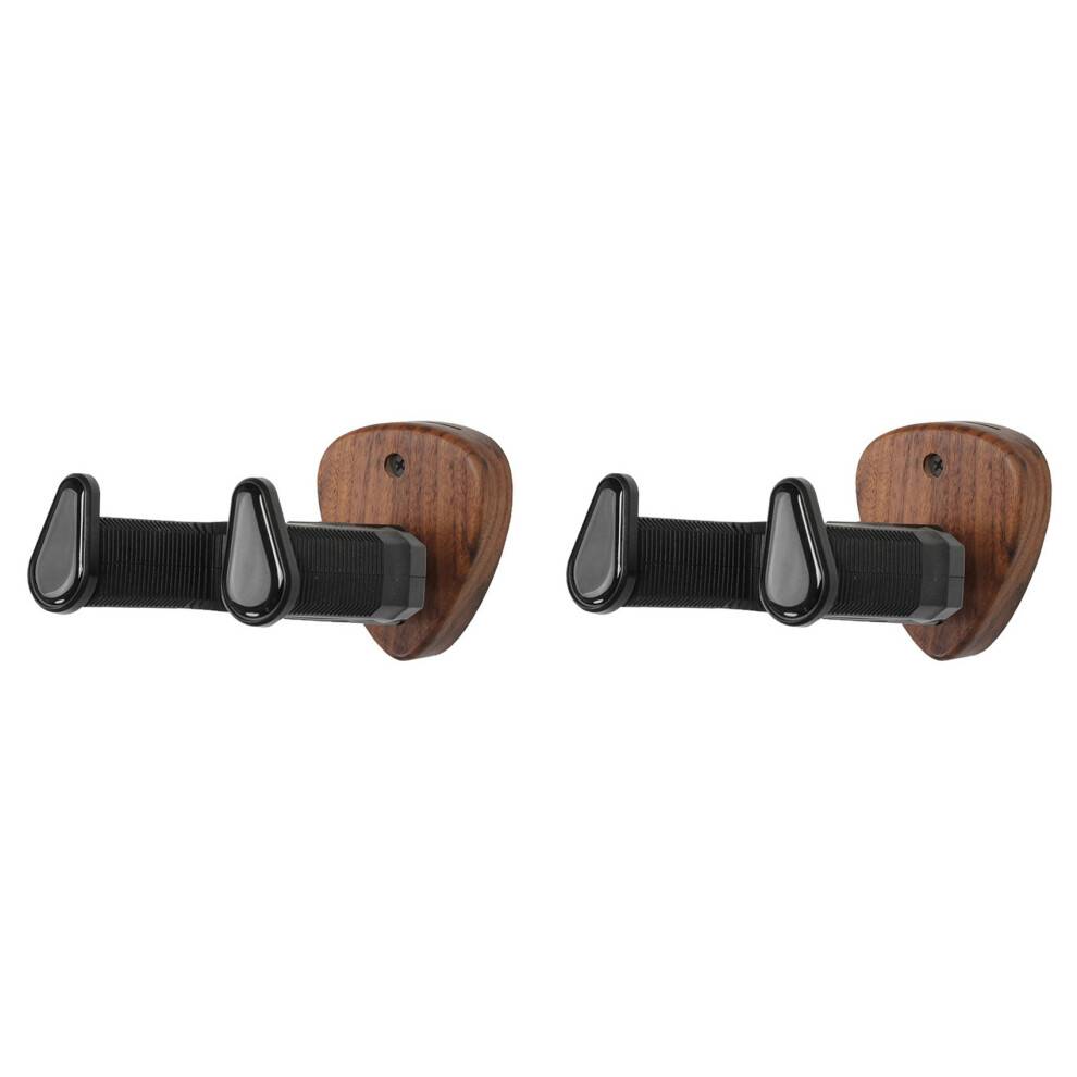 2X Väggmonterad Gitarrhängare Hållare Valnötskrok Ukulele Elgitarr Bas Universalfäste Justerbart Displayställ