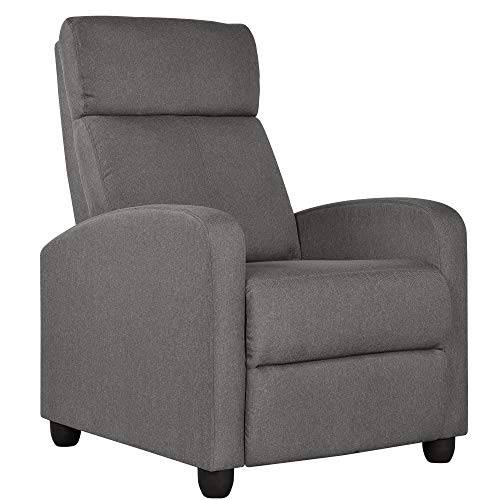 Yaheetech Relaxsessel Fernsehsessel Ruhesessel Liegesessel mit Liege-Funktion Polstersessel Leinen verstellbar Einzelliegesessel Wohnzimmer Schlafzimmer Heimkino Grau
