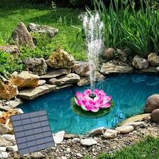 1 st Soldriven Lotus Flower Fountain Combination Design (utan ljus), Solar Powered Fountain Bird Bath Pump, Fristående bärbar självflytande Solar Foun - Multifärgad (Rosa,Lila,Svart,Vit)