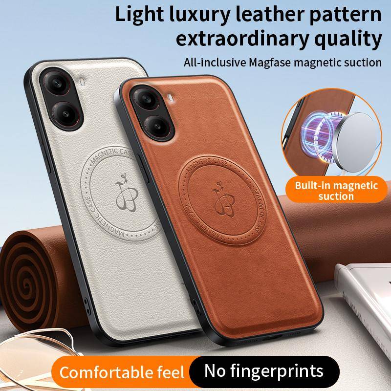 Trådlös laddning Magnetiskt skal för Xiaomi Poco X7 Pro 5G Skyddande skal PU-läder Hård baksida Skal Coque Funda grön