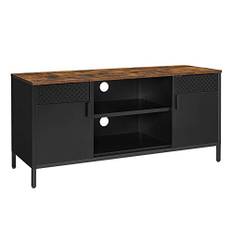 Songmics TV Stand, TV -kabinet, tv -bord med 3 justerbare hylder, rustik brun og sort