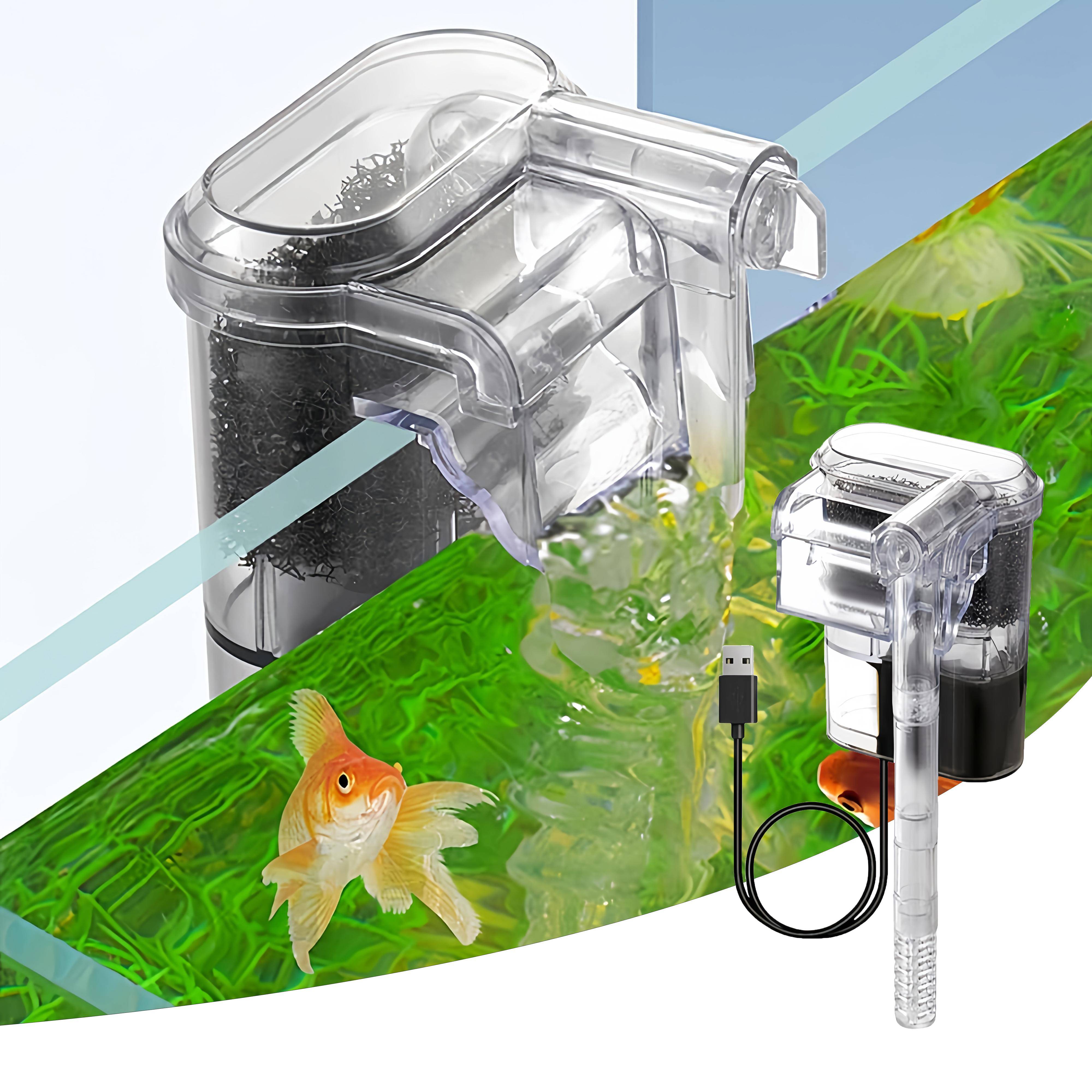 Hängande akvariefilter Mini filter Fiskbehållare USB-ströminterface 2,5W Flöde 250H/L Lämplig för akvarier under 30 cm gray