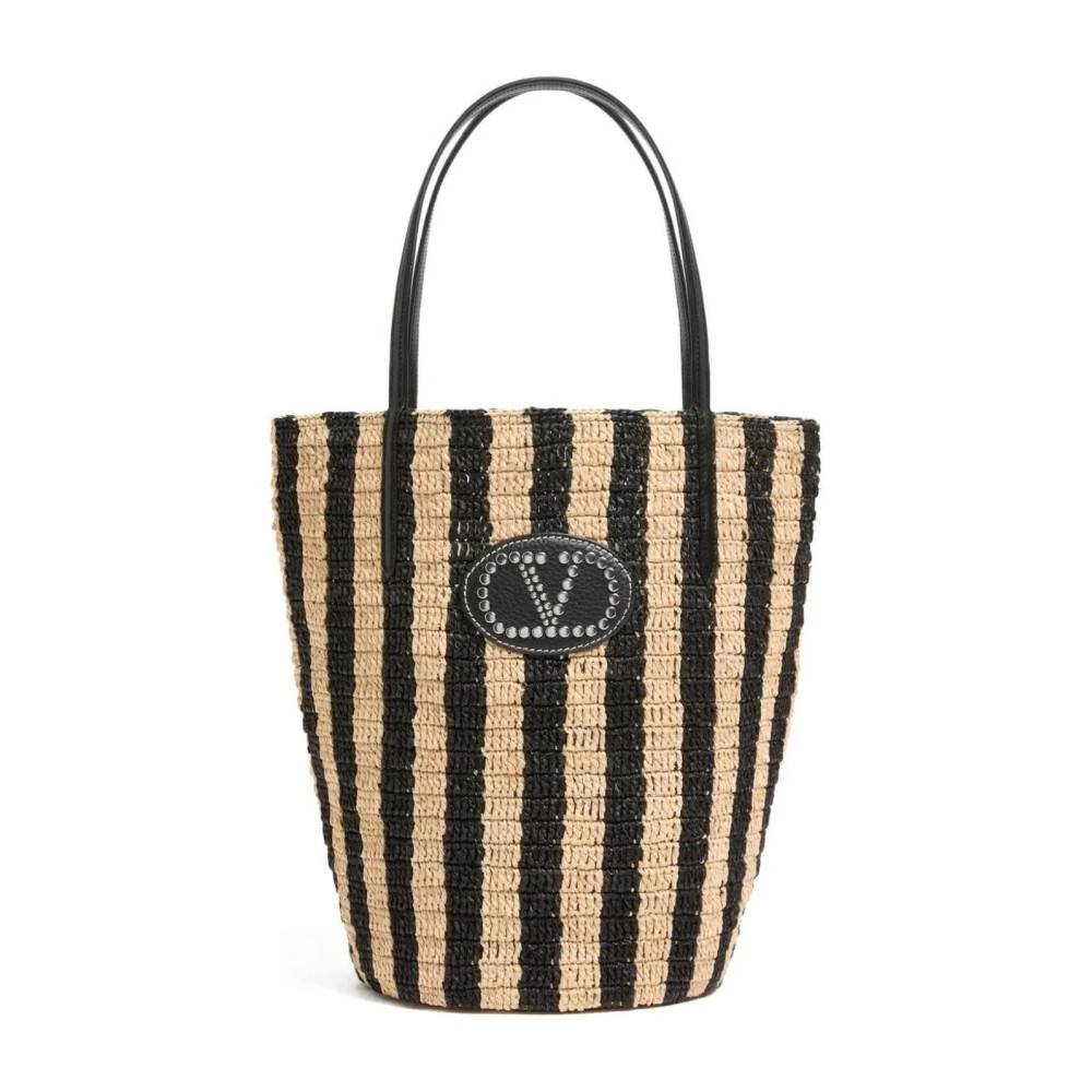 Valentino VLogo Raffia Tote - Tasker - Dame - Beige - ONE SIZE - Læder