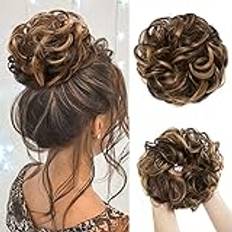 SARLA rörig hårbit för kvinnor flickor syntetiska hårsnoddar bullar förlängning hårstycken updo ponny svans mörkbrun/gyllene blond