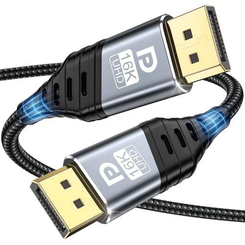 16K DisplayPort Cable 2.1, DP Cable 1M Übertragungsrate 40Gbps 16K@60Hz, 8K@120Hz, 4K@240Hz/165Hz/144Hz, 2K@240Hz for Gaming Monitor, Graphics card, Laptop, PC, TV, Projector