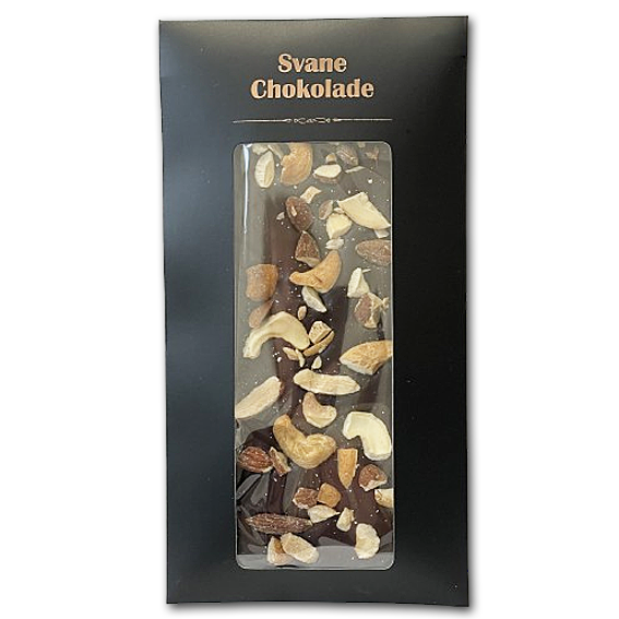 Svane Chokolade, Mørk Chokolade med Blandede nødder, 70 g.