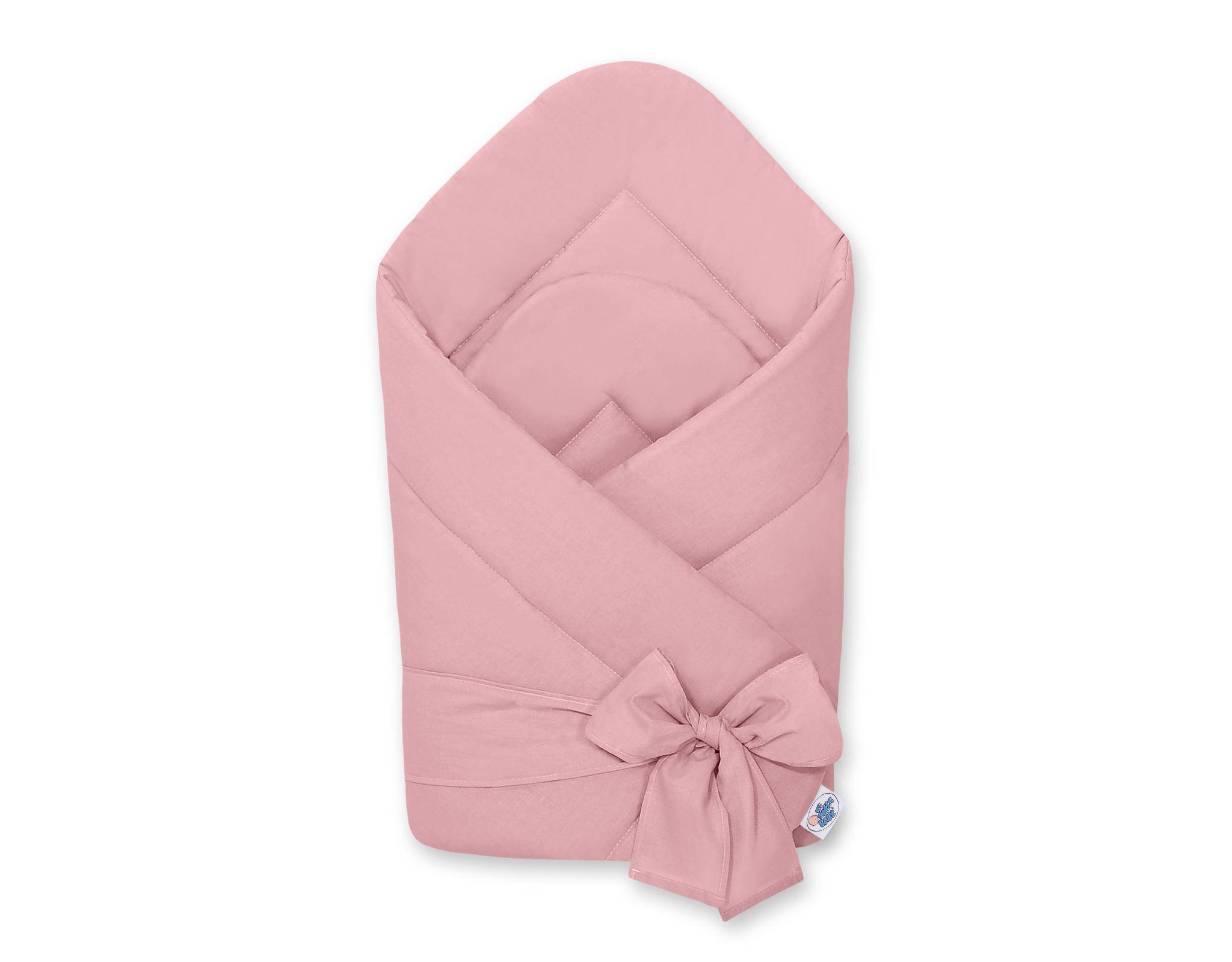Dubbelsidig mjuk bomullsbabywrap med knytband - dammig rosa