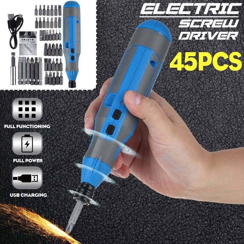 45 st elektronisk skruvmejsel liten sladdlös multifunktionell borrskruvmejsel kit 3.6v usb uppladdningsbar trådlös reparation