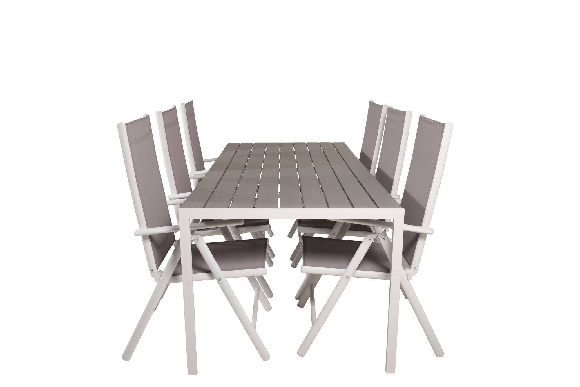 Venture Home Break spisebord - 205*90 - White Alu / Grey Aintwood+Break 5:pos stol - Whit