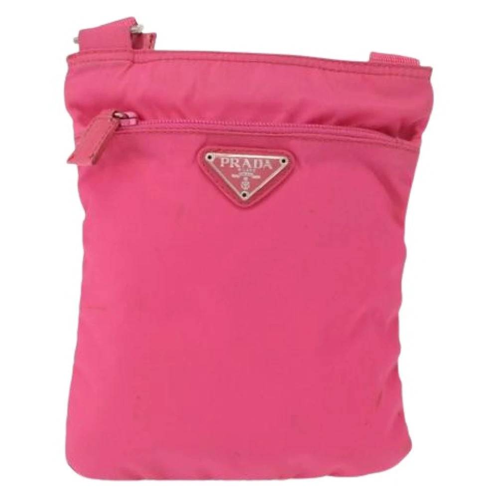 Prada Vintage Pre-owned Front pocket messenger bag - Vintage - Dame - Lyserød - ONE SIZE - Uld
