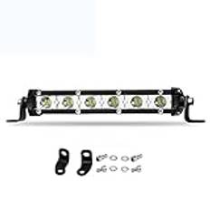 PICAA LED-ljusramp, slim, 7 tum (22,5 cm), 30 W, punktstråle, LED-ljusramp med enkel rad, 12 V, LED-arbetslampa för SUV, terrängfordon, ATV, UTV, traktor, 4x4, bil