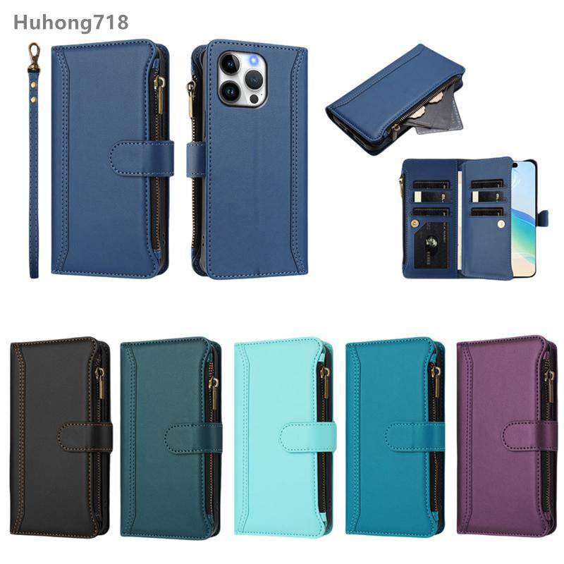 Fodral i läder med dragkedja för Realme GT 6T 7 Pro Racing Neo 2 3 3T 5 6 SE 7 Tubro 7X 204W 240W 5G Plånboksskydd violett