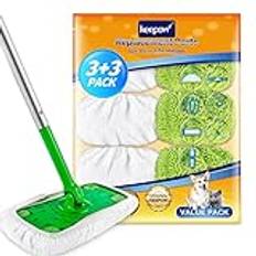 KEEPOW 6 stycken för Swiffer golvdukar återanvändbara, torra torkdukar våtservetter kompatibla med Swiffer golvtorkare, förbättrat material för Swiffer Wet (mopp ingår inte)