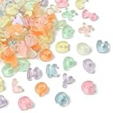 Stiesy 100 st slumpmässigt blandade bokstäver slime berlocker pärlor inga hål pärlor genomskinlig harts mini deoden cabochon alfabet nagelkonst berlocker för nageldekor gör-det-själv hantverk smycken