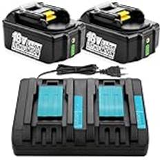 Energup 2st 5.0Ah 18V BL1850 Batteri + DC18RD Laddare för Makita 18V Batteri BL1860 BL1850B BL1840 BL1850 BL1830 BL1815